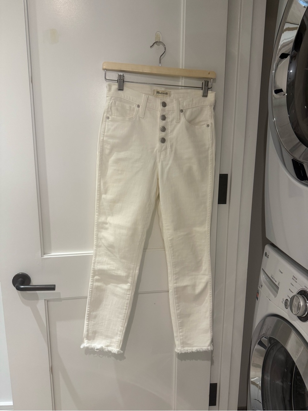 Madewell High-Rise White Button-Fly Cropped Jeans